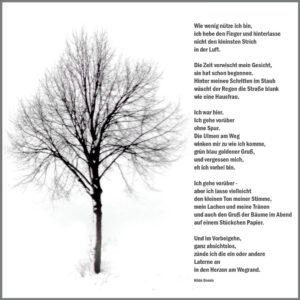 Wie wenig nütze ich bin, ich hebe den Finger und hinterlasse nicht den kleinsten Strich in der Luft.