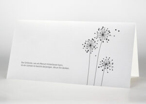 Gezeichnete Blume mit einzelner Träne - Trauerkarte Motiv S-46