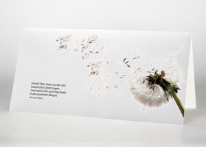 Pusteblume mit wegfliegenden Samen - Trauerkarte Motiv B-19