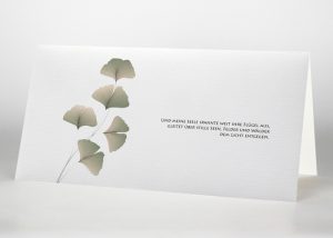 5 Ginkoblätter - Trauerkarte Motiv F-29