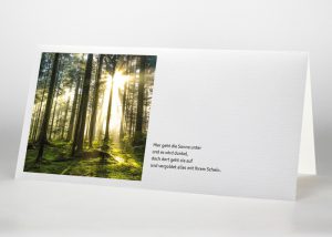 Sonnenstrahlen im Wald - Trauerkarte Motiv F-40