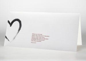 Mit Tusche gezeichnetes Herz - Trauerkarte Motiv S-08