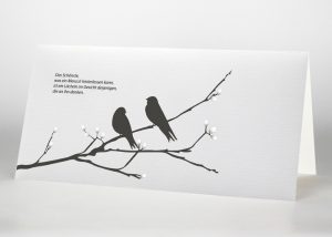 2 Vögel auf einem Ast - Trauerkarte Motiv S-14