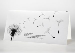 Pusteblume mit wegfliegenden Sporen - Trauerkarte Motiv S-15