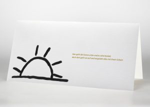 Vom Horizont halb verdeckte gezeichnete Sonne - Trauerkarte Motiv S-17