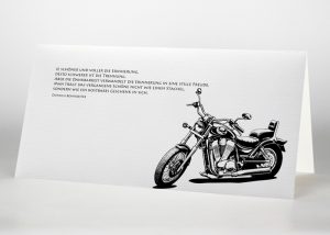Gezeichnetes Motorrad - Trauerkarte Motiv S-19