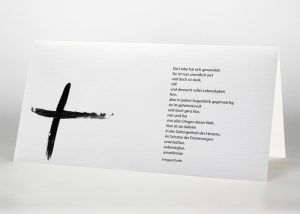 Tuschezeichnung eines Kreuzes - Trauerkarte Motiv S-27