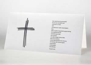 Aus Strichen gestaltetes Kreuz - Trauerkarte Motiv S-29