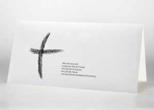 Kreuz Kohlezeichnung - Trauerkarte Motiv S-32