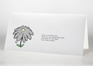 Gezeichnete Blume mit einzelner Träne - Trauerkarte Motiv S-46